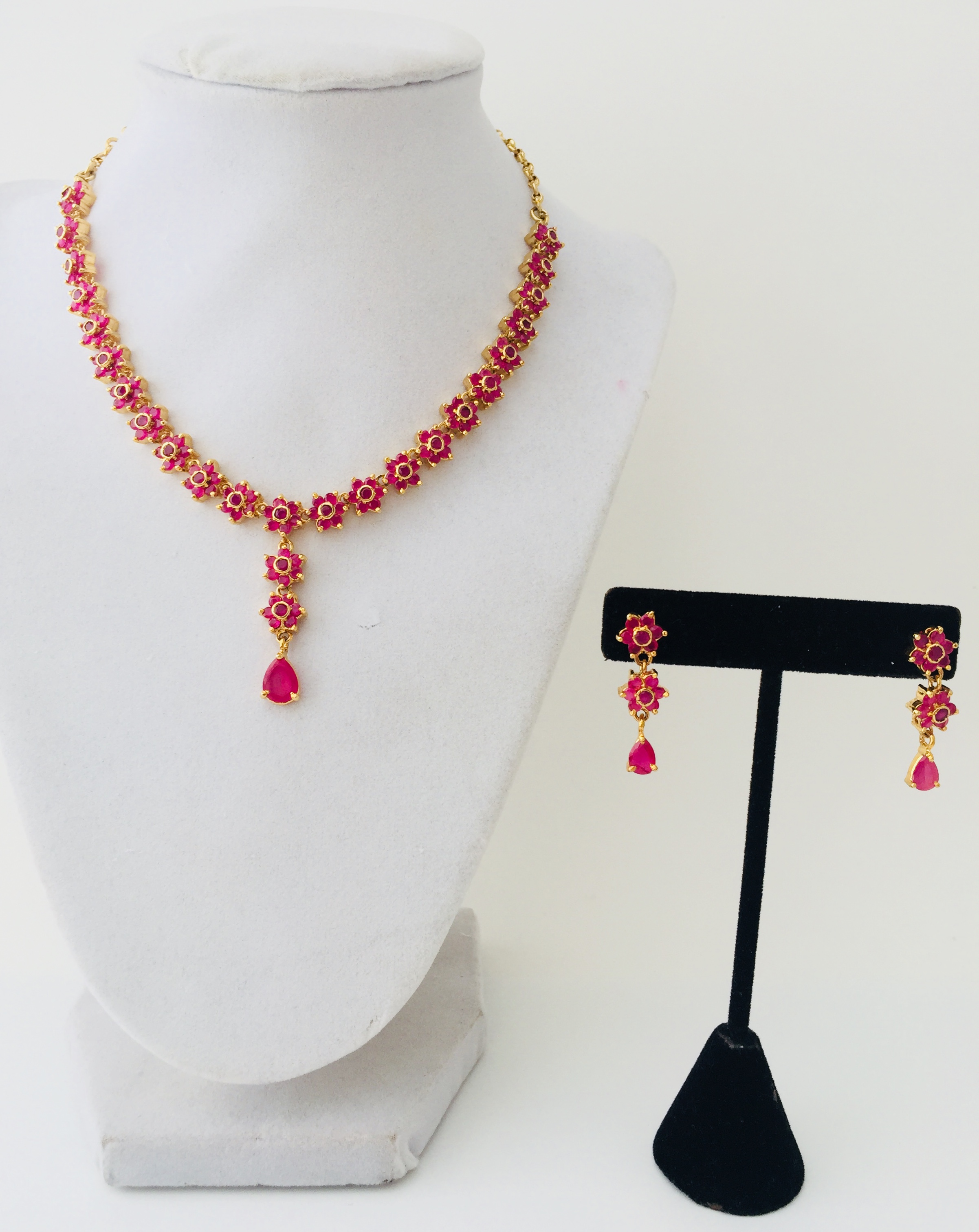 Floral Ruby Necklace Set | Jewelberry Shack